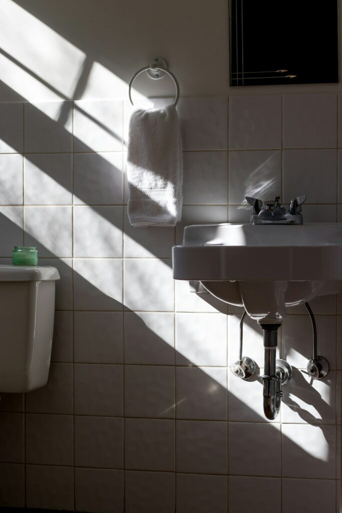 hanged-towel-beside-sink-mk-ciyhdc0w Airbnb we stayed at celebrating twenty years of marriage. Cozy little house nestled in the woods in Roberts Creek, BC @eastcreekstudio